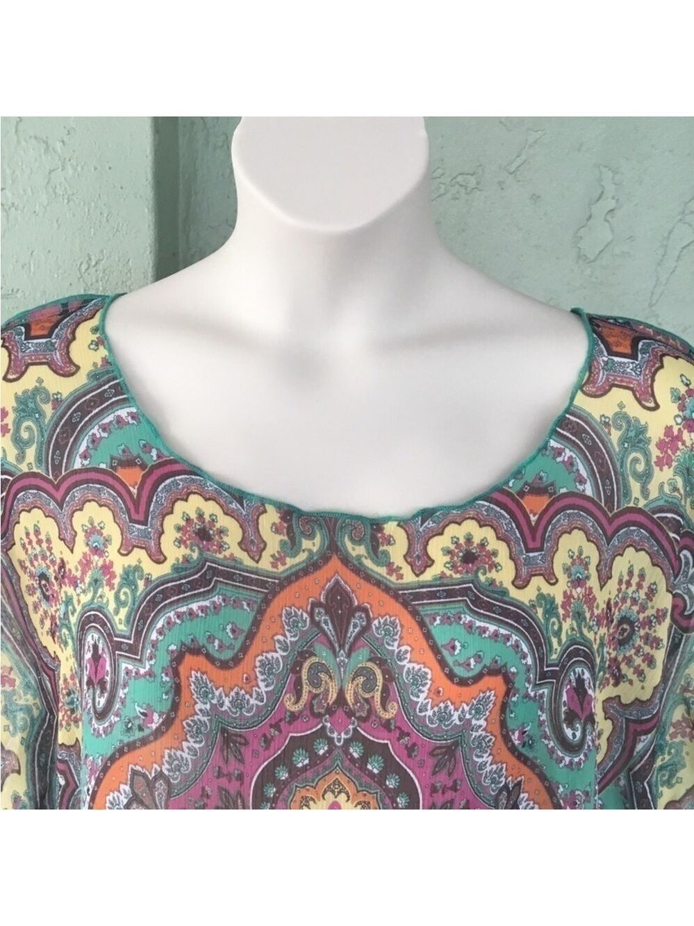 Becca by Rebecca Virtue Woman’s swimsuit coverup M/L Indian paisley print - Picture 7 of 14